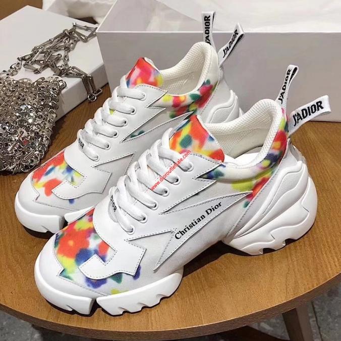 Dior D-Connect Flowers Calfskin Sneaker White