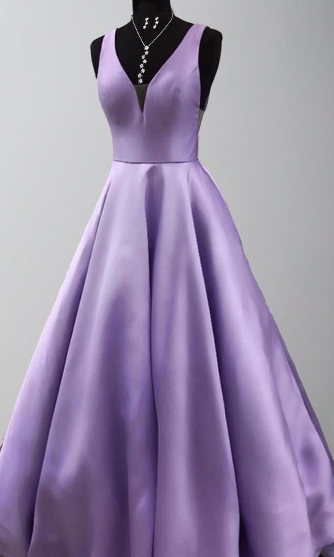 Purple Princess Prom Dresses with Tank Straps KSP565