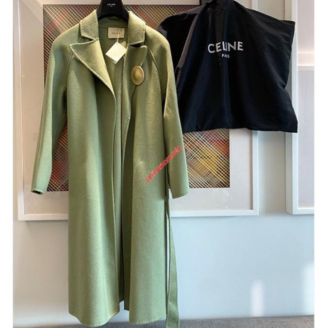 Celine 2019 Oversize Coat In Wool Green