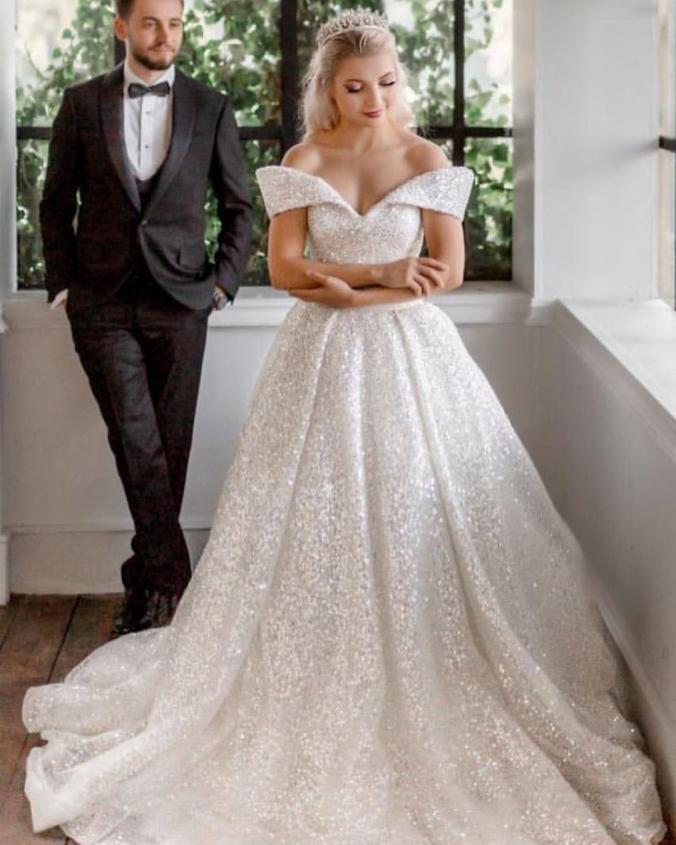 Luxus Hochzeitskleider mit Glitzer | Brautkleider A Linie online_A-Linie Brautkleider_Brautkleider_Brautkleider,Abiballkleider,Abendkleider