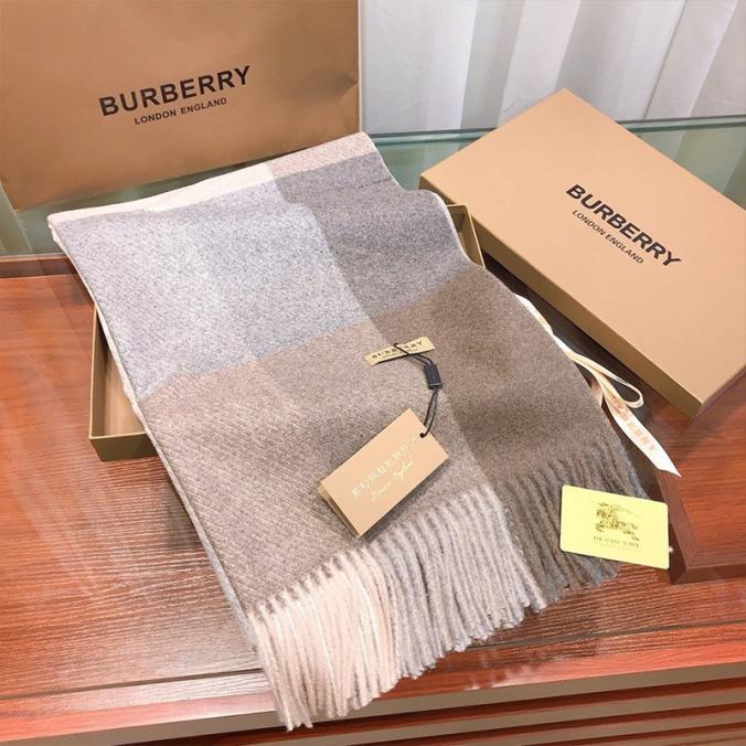 Burberry Cashmere Check Scarf In Apricot