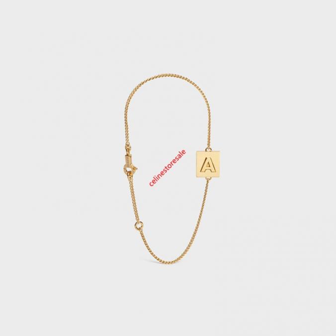 Celine Alphabet Bracelet In Brass With Gold Finish Gold