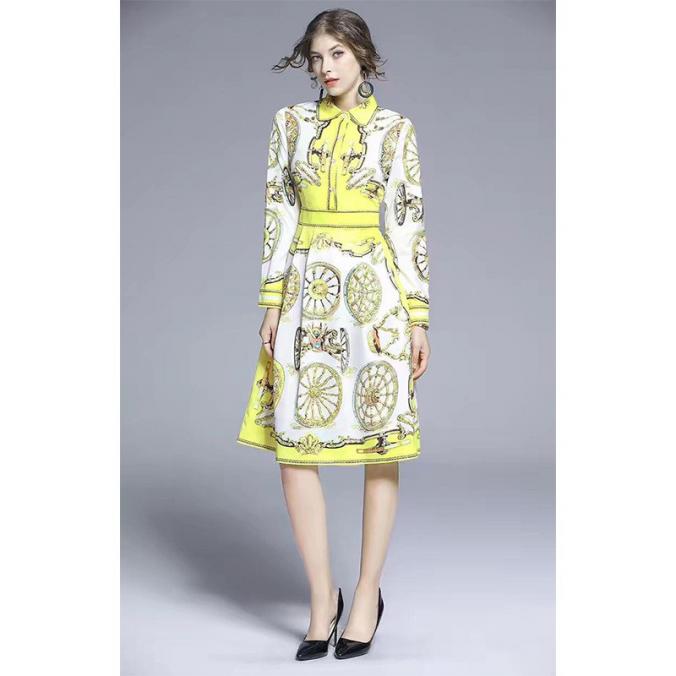 Burberry Printed Dress In Yellow