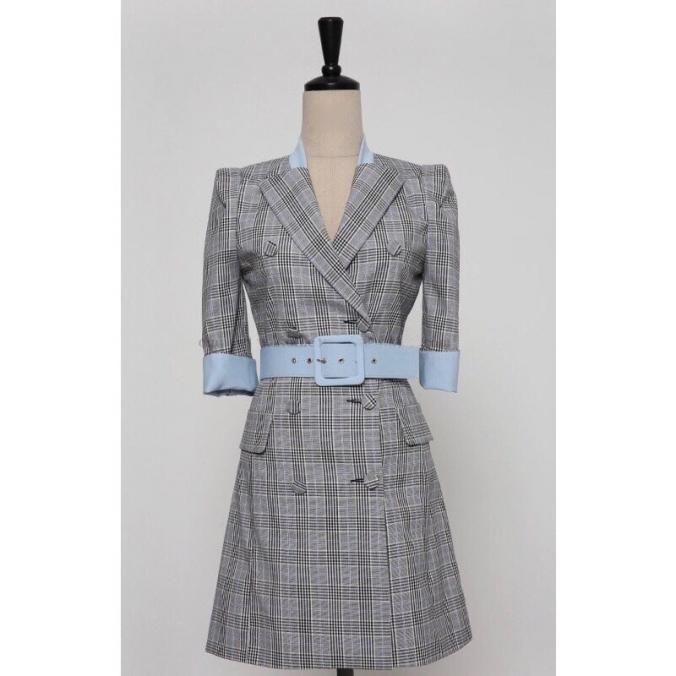 Burberry Check Suit Dress In Grey