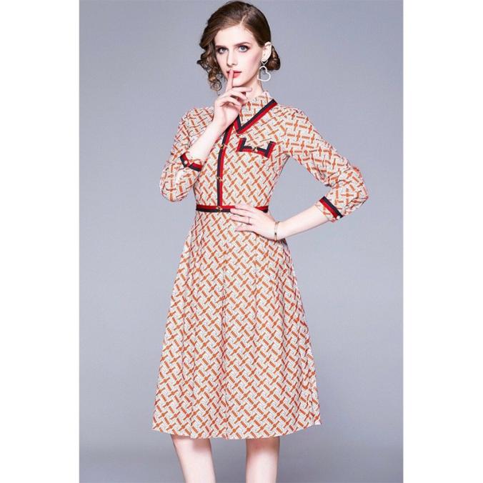 Burberry Monogram Print Dress In Orange