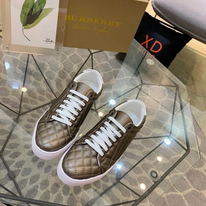 Burberry Westford Quilted Leather Sneakers In Grey