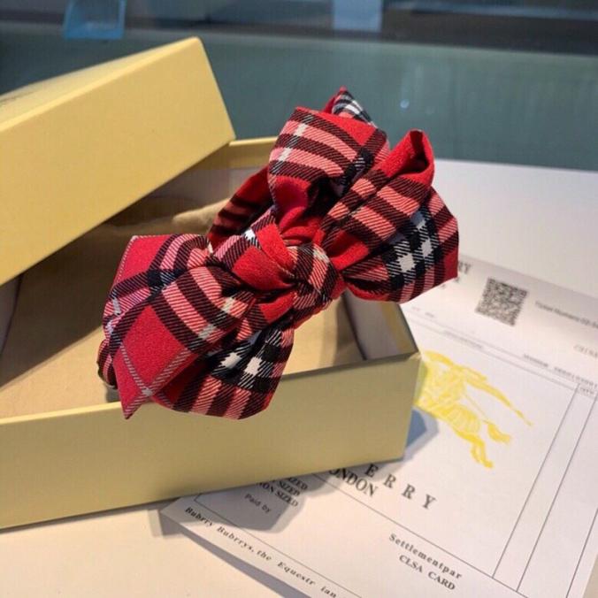 Burberry Check Double Bow-knot Headband In Red