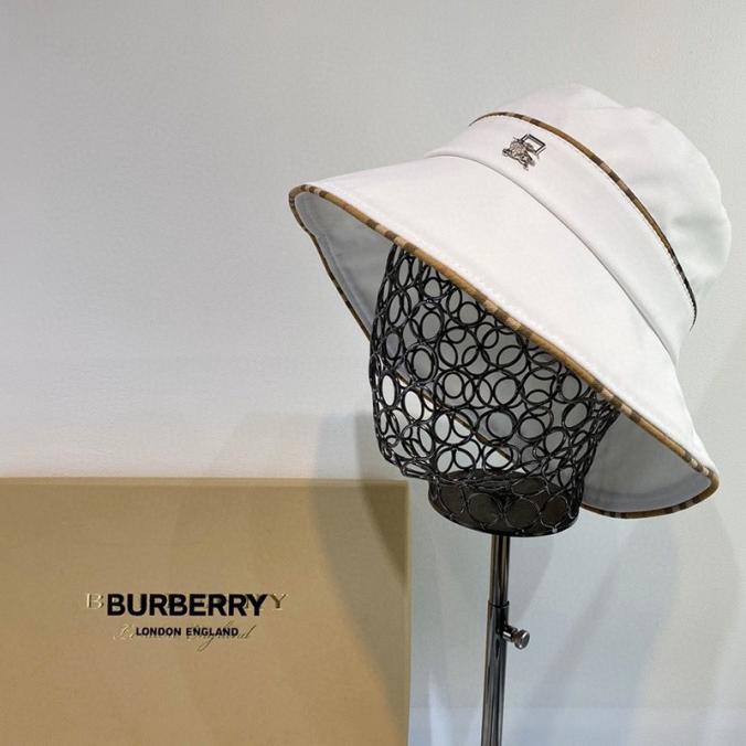 Burberry Check Trim Bucket Hat White