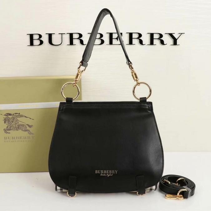 Burberry Haymarket Check Bridle Shoulder Bag In Black