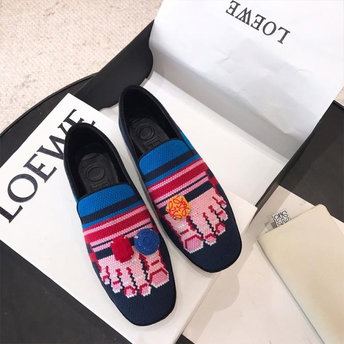 Loewe Embroidered Slipper Toes Navy Blue