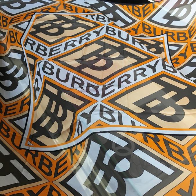 Burberry Monogram Logo Print Square Scarf Black