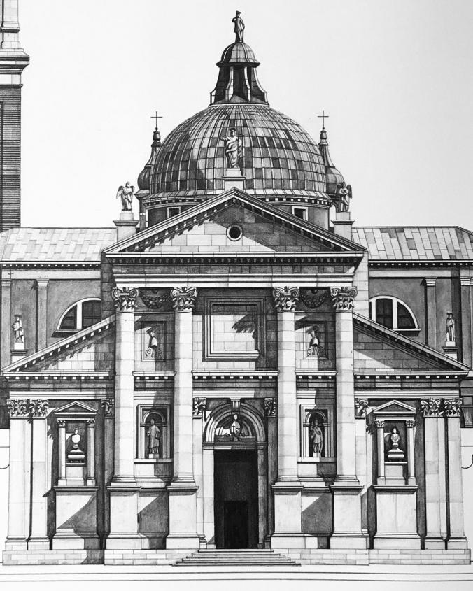 Architectural Pencil Artist on Instagram ：“I photographed San Giorgio Maggiore 5 years ago on a trip to Venice with the intention of drawing this elevation. I recently came across a…”
