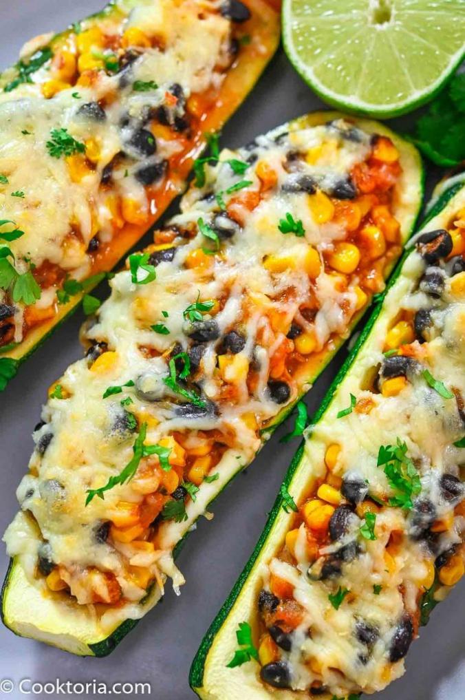 Mexican Zucchini Boats on a plate