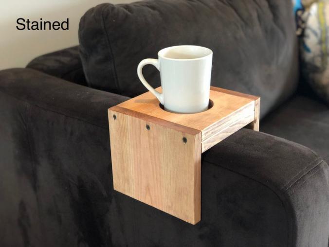 Wooden Cup Holder Arm Rest Table Tray Cup Cozy image