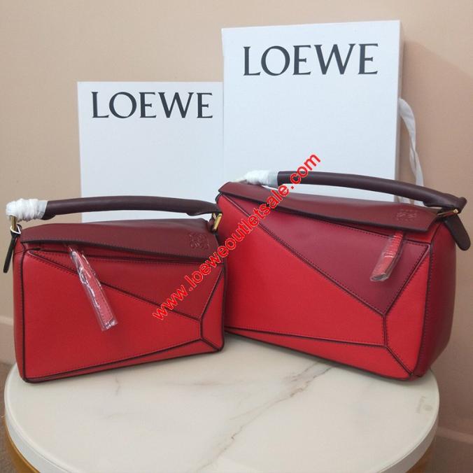 Loewe Puzzle Patchwork Bag Calfskin Red