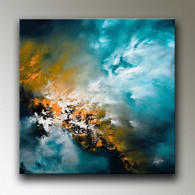 Chris Lyter on Instagram ：“Here's a new oil painting, a bit smaller at 16" x 16". It is called "Fire and Water". I like this color combination, so I return to it from…”