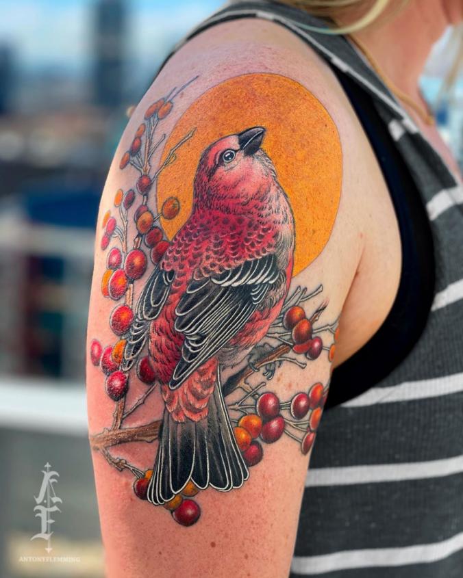 Antony Flemming on Instagram ：“Turns out the rooftop terrace at @sixandgrace is perfect for taking photos! really enjoyed tattooing this little guy, thanks Heather! See…”