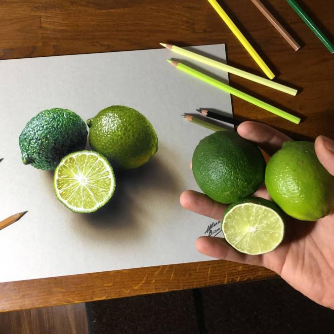 Marcello Barenghi on Instagram ：“My drawing and the real limes. I did it 3 years ago and took me 3 and a quarter hours.Il mio disegno e i veri lime. L'ho fatto 3 anni fa e…”