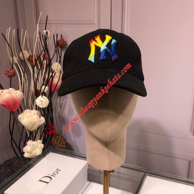 MLB NY Rainbow Ball Cap New York Yankees Hat Black