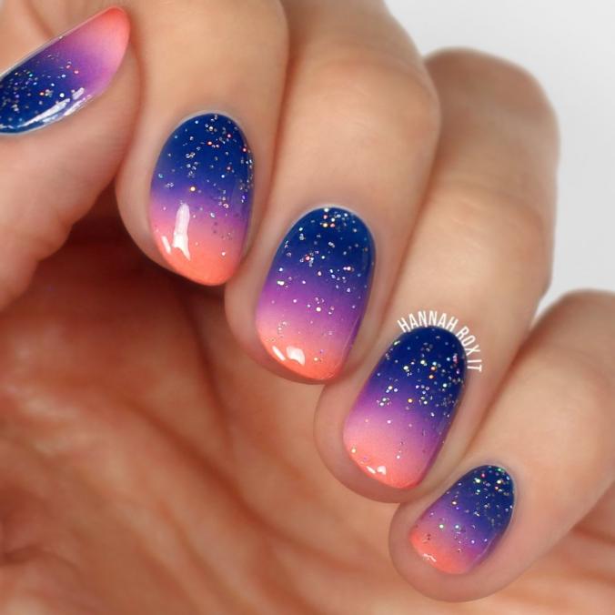 Hannah Lee on Instagram ：“New video! ✨LINK IN BIO✨for a tutorial on these starry sunset nails! 