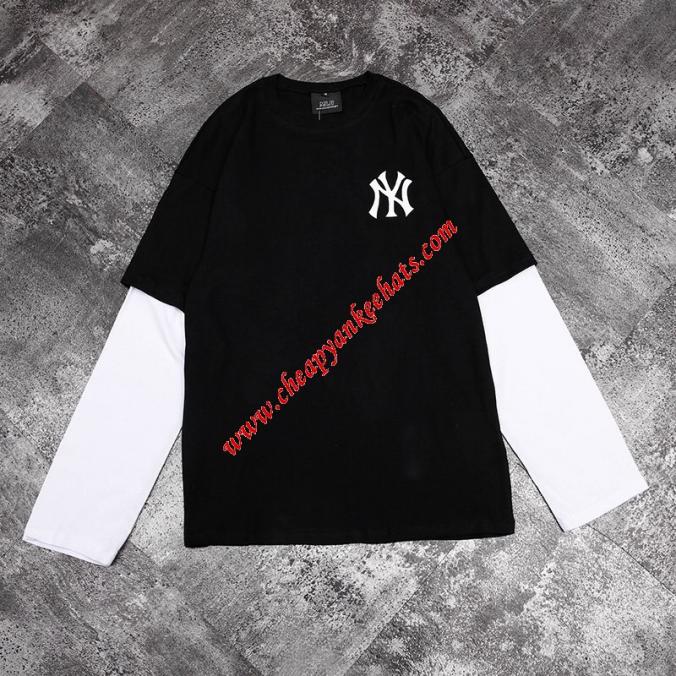 MLB NY Popcorn Big Logo Long Sleeve T-shirt New York Yankees Black