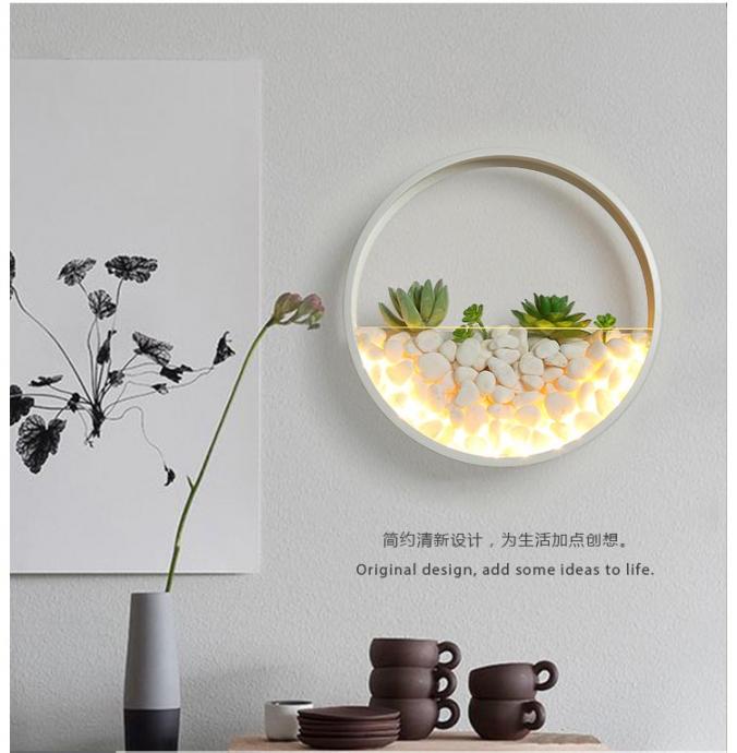 Nordic Wall Lamp with Succulent Planter Iron Circle Round – ePeriodLED