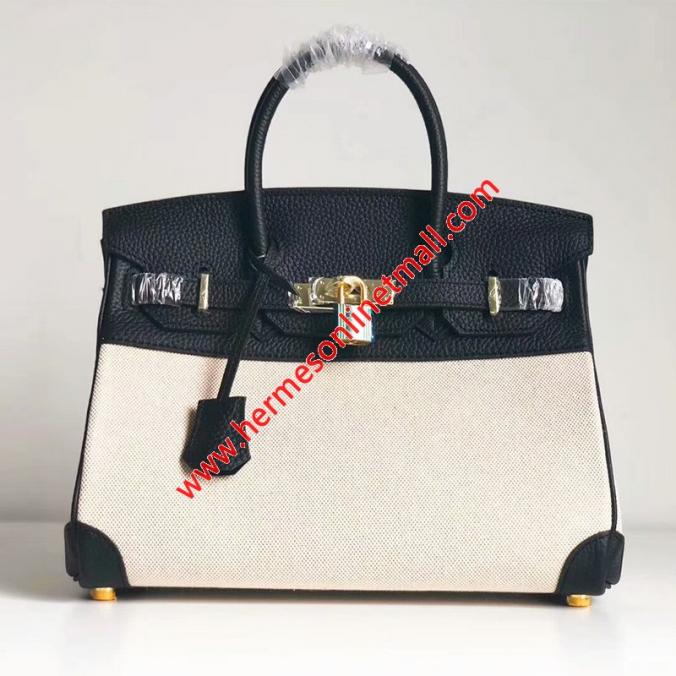 Hermes Birkin Bag Canvas Gold Hardware In Black