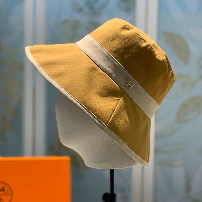 Hermes Crystal H Patchwork Bucket Hat In Yellow