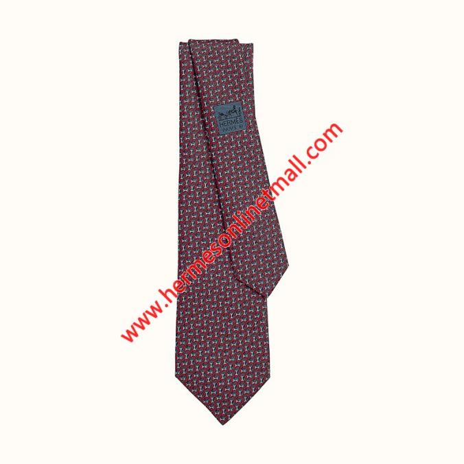 Hermes Tie 7 H Enclume Tie In Burgundy