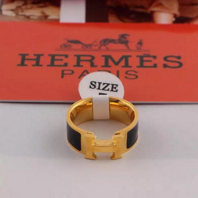 Hermes Clic H Ring Gold In Black