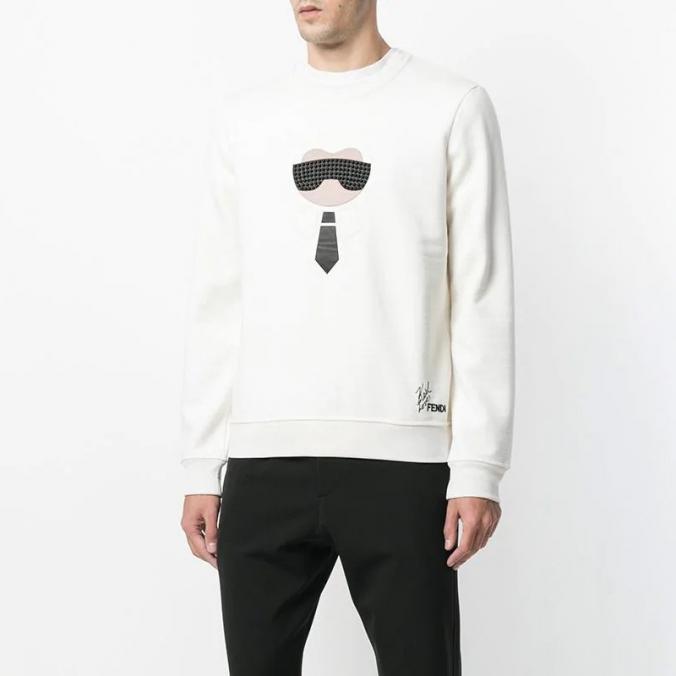 Fendi Karlito Studded Sweater In Cotton White