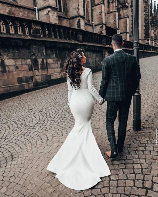 Designer Hochzeitskleider Meerjungfrau | Brautkleid mit armel