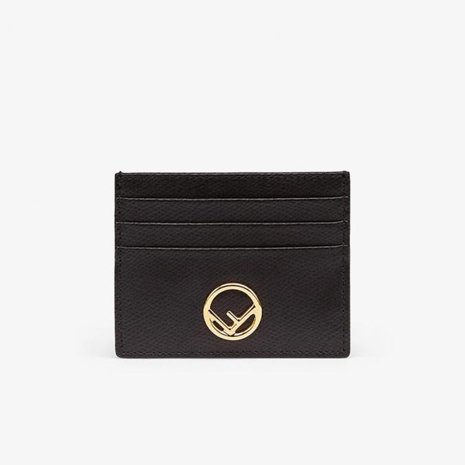 F is Fendi Card Holder In Calf Leather Black