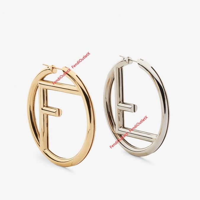 F is Fendi Hoop Earrings In Metal Gold/Palladium