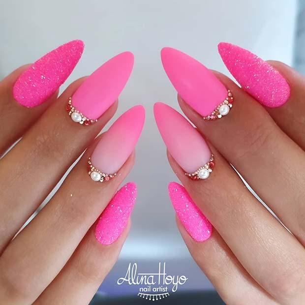 Beautiful Woman& X27;s Neon Pink Nails with Beautiful Pedicure. Female Feet  with Bright Pedicure on Black Marble Stock Image - Image of feet, foot:  280131989