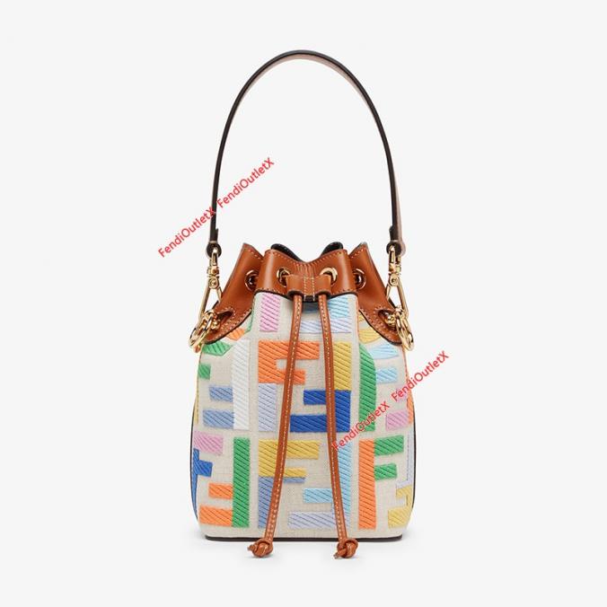 Fendi Small Mon Tresor Bucket Bag In Canvas Multicolor