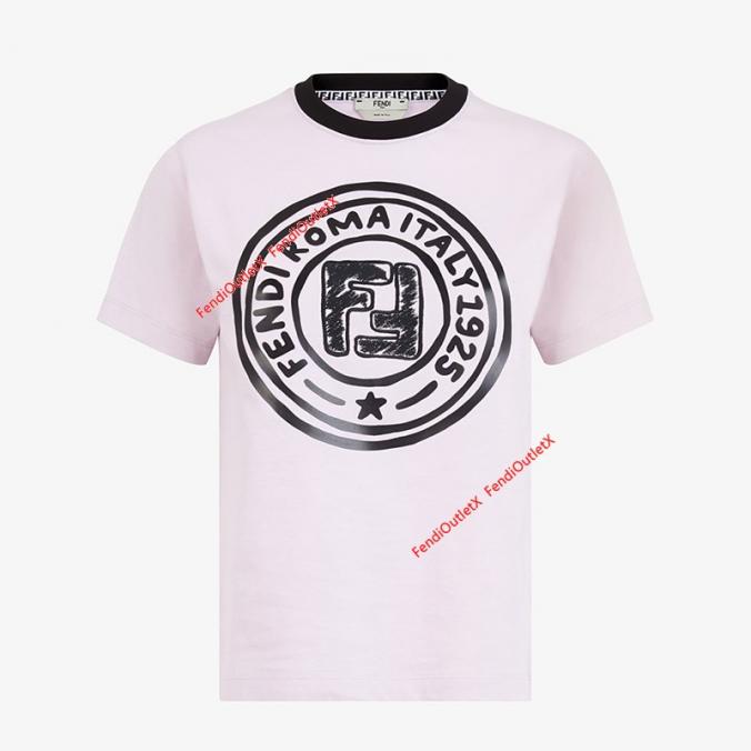 Fendi Graphic Stamp T-Shirt In Cotton Violet