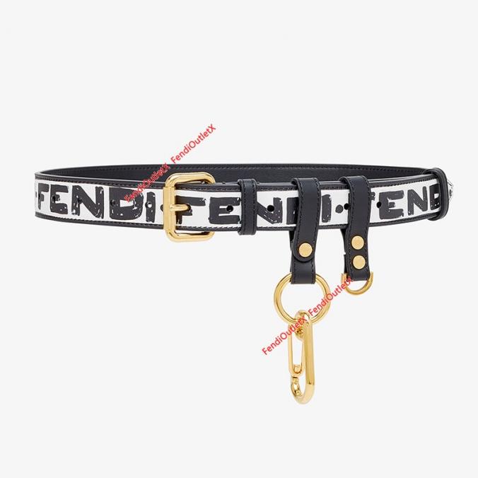 Fendi Multi-accessorized Belt In Graphic Leather White