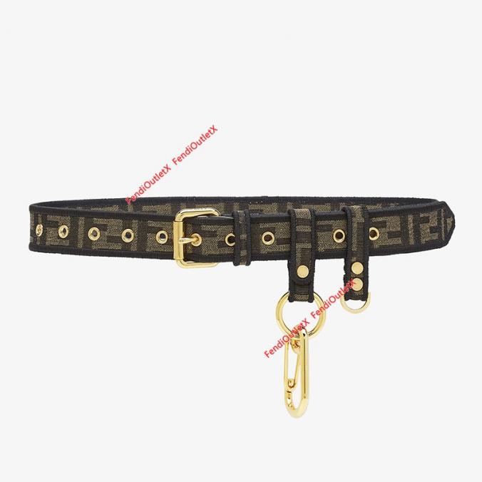 Fendi Multi-accessorized Belt In Fabric Brown