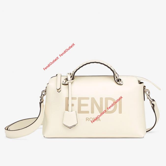 Fendi Medium By The Way Boston Bag In Calf Leather White