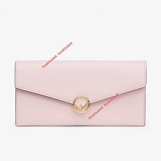 F is Fendi Continental Wallet In Calf Leather Pink