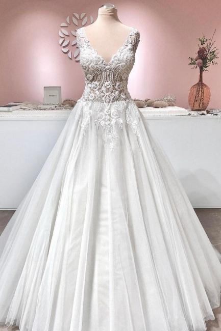 Vintage Hochzeitskleid A Linie Spitze | Brautkleider Tüll Online