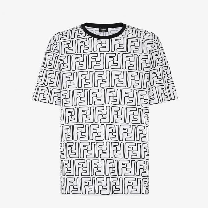 Fendi FF Contrasting T-Shirt In Cotton White