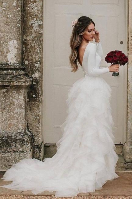 Schlichte Hochzeitskleider Weiß | Brautkleider mit Ärmel