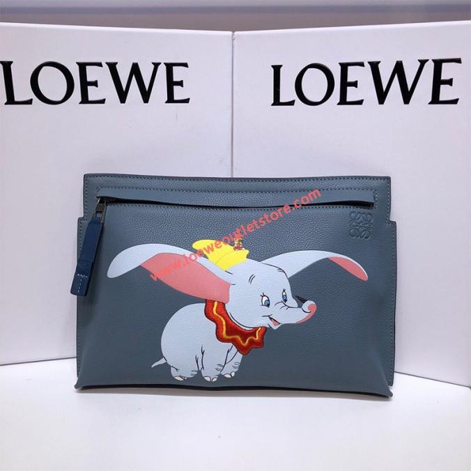 Loewe T Pouch x Dumbo Grained Calfskin In Blue