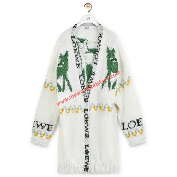 Loewe Deer Oversize Cardigan Ecru