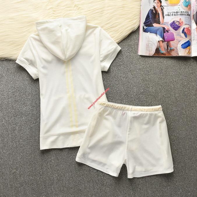 Juicy Couture Original Stripes Velour Tracksuit 652 2pcs Women Suits White
