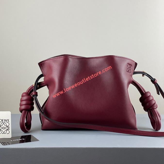 Loewe Mini Flamenco Clutch Nappa Calfskin In Burgundy