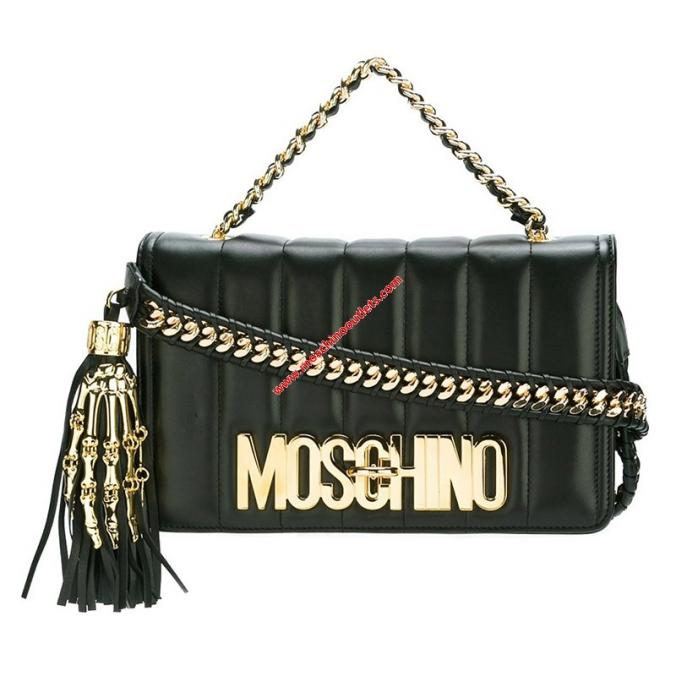 Moschino Skeleton Hand Shoulder Bag Black