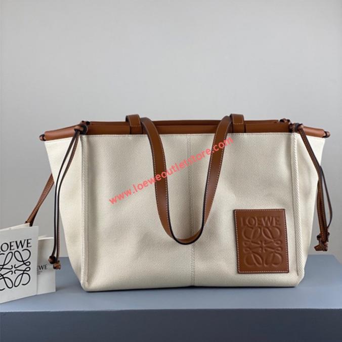 Loewe Cushion Tote Bag Canvas and Calfskin In Brown